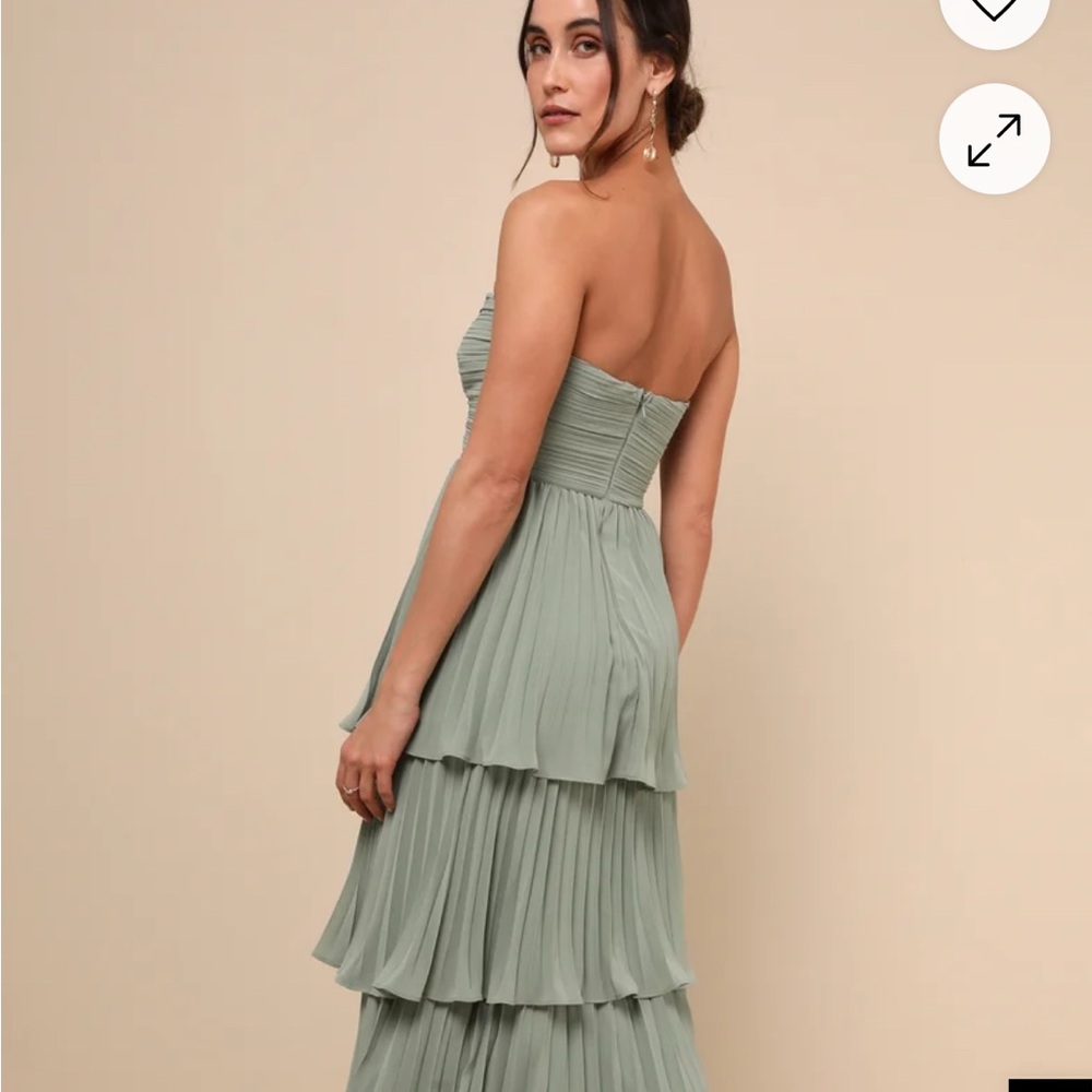 Lulu's Green Strapless Maxi Sundress